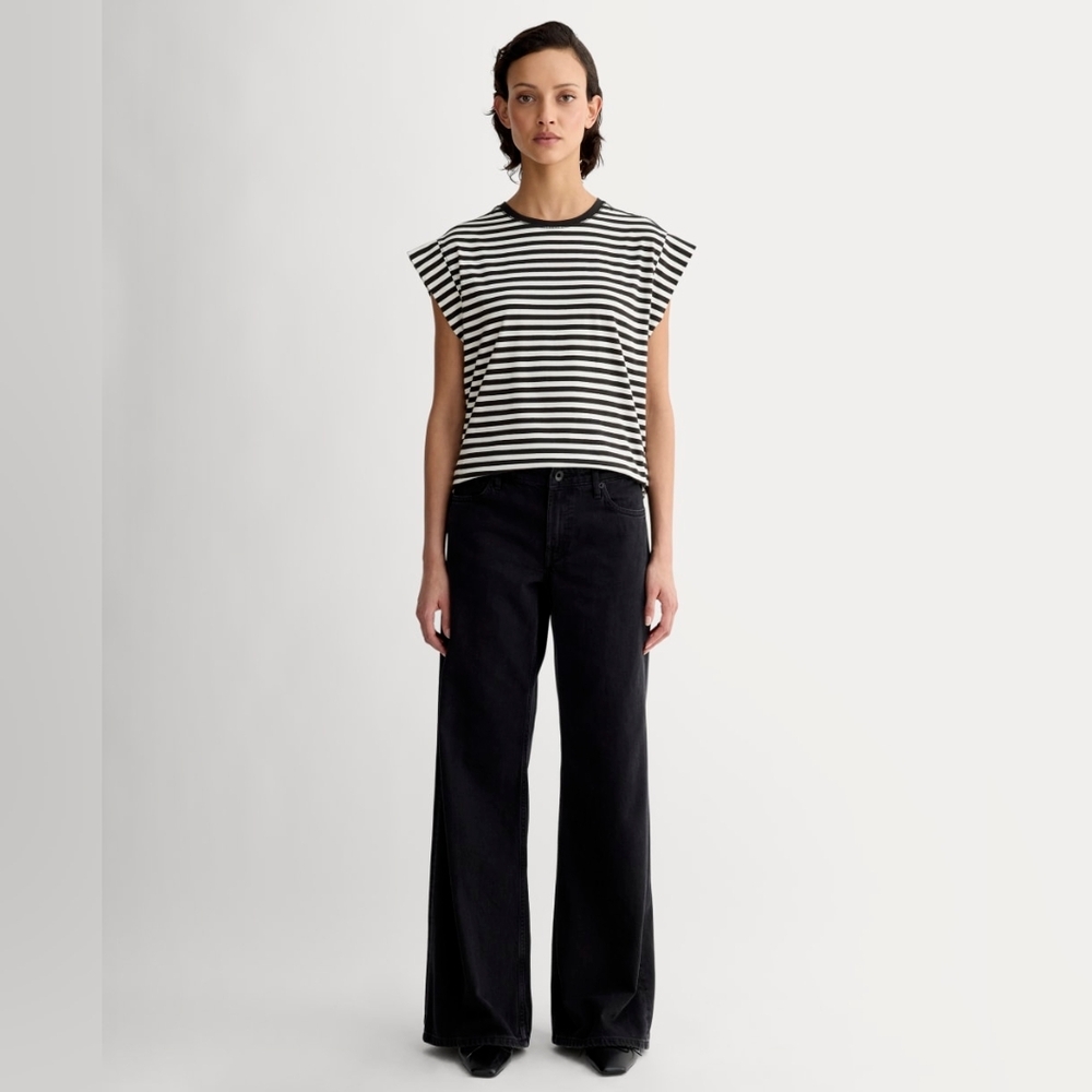 Everlane Black and White Striped Tank